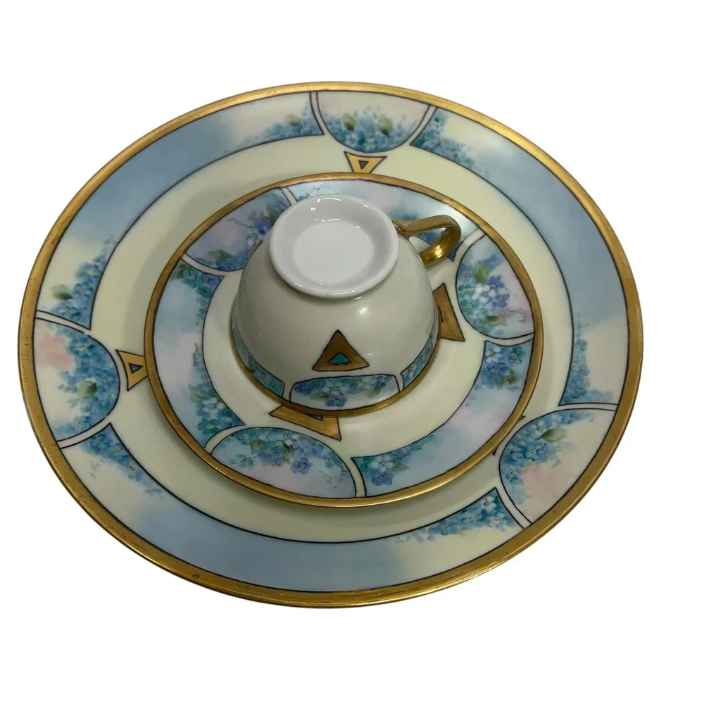 Bareuther Waldsassen Thomas Bavaria Forget Me Not Tea Cup Saucer Plate Set 3pc